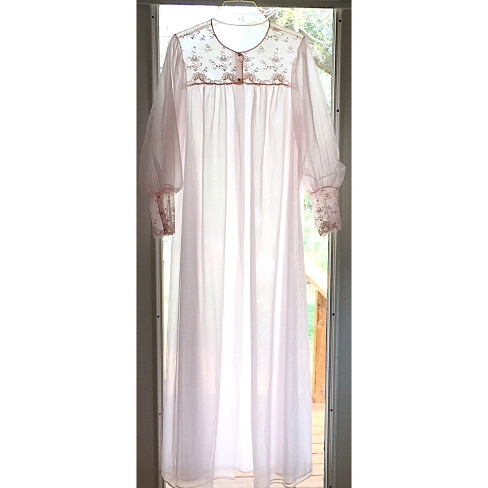 Vintage Shadowline double layer pink nylon robe M 92 - Picture 3 of 9